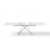 Maestro Extension Dining Table - White Glass Top / White Steel Base - Extended - Maestro Extension Dining Table - White Glass Top / White Steel Base - Extended