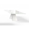 Maestro Extension Dining Table - White Glass Top / White Steel Base - Angled Extended - Maestro Extension Dining Table - White Glass Top / White Steel Base - Angled Extended