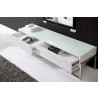 Agent TV Stand - White Glass Top Open - Agent TV Stand - White Glass Top Open