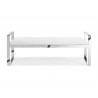Sorrento Bench White Faux Leather Stainless Steel Base - Front - Sorrento Bench White Faux Leather Stainless Steel Base - Front
