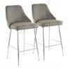  LumiSoure Marcel Counter Stool - Set of 2 - CHROME; GREY PU  -  LumiSoure Marcel Counter Stool - Set of 2 - CHROME; GREY PU 