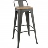 LumiSource Oregon Low Back Barstool - Set of 2 - BLACK METAL; BAMBOO - Perspective - LumiSource Oregon Low Back Barstool - Set of 2 - BLACK METAL; BAMBOO - Perspective
