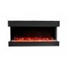 Amantii 60" Unit - 10 5/8" In Depth 3 Sided Glass Fireplace - Red Flame Front View - Amantii 60" Unit - 10 5/8" In Depth 3 Sided Glass Fireplace - Red Flame Front View