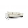Cassius Quilt Deluxe Sofa With Chrome Legs And White Leather Look  - Front Angled - Cassius Quilt Deluxe Sofa With Chrome Legs And White Leather Look  - Front Angled