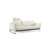 Cassius Quilt Deluxe Sofa With Chrome Legs And White Leather Look  Fabric - Front Angled - Cassius Quilt Deluxe Sofa With Chrome Legs And White Leather Look  Fabric - Front Angled