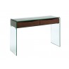 IBIZA Collection High Gloss  Walnut Veneer With Glass Console Table - Angled - IBIZA Collection High Gloss  Walnut Veneer With Glass Console Table - Angled