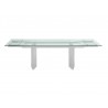 TOWER Extendable Stainless Steel / Clear Glass Dining Table - TOWER Extendable Stainless Steel / Clear Glass Dining Table