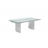 TOWER Extendable Stainless Steel / Clear Glass Dining Table - TOWER Extendable Stainless Steel / Clear Glass Dining Table