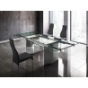 TOWER Extendable Stainless Steel / Clear Glass Dining Table - TOWER Extendable Stainless Steel / Clear Glass Dining Table