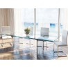 TOWER Extendable Stainless Steel / Clear Glass Dining Table - Lifestyle - TOWER Extendable Stainless Steel / Clear Glass Dining Table - Lifestyle