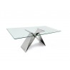 EIFFEL Clear Temp. Glass / Polished Stainless Steel Dining Table - EIFFEL Clear Temp. Glass / Polished Stainless Steel Dining Table