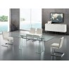 Casabianca Blake Stainless Steel / Clear Tempered Glass Dining Table - Lifestyle - Casabianca Blake Stainless Steel / Clear Tempered Glass Dining Table - Lifestyle