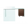 RIO Walnut Veneer With Clear Glass Office Desk - Side