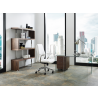 RIO Walnut Veneer With Clear Glass Office Desk