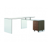 RIO Walnut Veneer With Clear Glass Office Desk