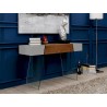 Casabianca IL VETRO CABANA Console Table - Lifestyle - High Gloss Taupe Lacquer And Walnut Veneer  - Casabianca IL VETRO CABANA Console Table - Lifestyle - High Gloss Taupe Lacquer And Walnut Veneer 