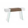 Casabianca IL VETRO CABANA Console Table - Angled High Gloss White Lacquer And Walnut Veneer - Casabianca IL VETRO CABANA Console Table - Angled High Gloss White Lacquer And Walnut Veneer