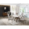 Casabianca MORITZ Dining Chair In Light Gray Leather With Walnut Wood Legs - Lifestyle - Casabianca MORITZ Dining Chair In Light Gray Leather With Walnut Wood Legs - Lifestyle