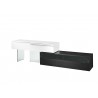 Casabianca AIR Entertainment Center In High Gloss White Lacquer And Dark Gray Oak Veneer With Clear Glass Legs - Angled - Casabianca AIR Entertainment Center In High Gloss White Lacquer And Dark Gray Oak Veneer With Clear Glass Legs - Angled