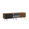 Casabianca CALICO Entertainment Center In Walnut Wood Veneer With Gray Matte Painted Accents - Angled View - Casabianca CALICO Entertainment Center In Walnut Wood Veneer With Gray Matte Painted Accents - Angled View