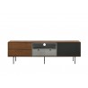 Casabianca CALICO Entertainment Center In Walnut Wood Veneer With Gray Matte Painted Accents - Front - Casabianca CALICO Entertainment Center In Walnut Wood Veneer With Gray Matte Painted Accents - Front