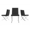 Casabianca LOFT Dining Chair In Black Pu-leather With Stainless Steel Base - Set of 3 - Casabianca LOFT Dining Chair In Black Pu-leather With Stainless Steel Base - Set of 3
