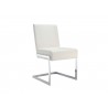 Casabianca FONTANA Dining Chair In White Pu-leather With Stainless Steel Base - Angled View - Casabianca FONTANA Dining Chair In White Pu-leather With Stainless Steel Base - Angled View