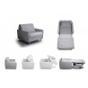 Casabianca HABITAT Twin Size Sofa Bed In Light Gray Linen With Gray Feet - Folding Variations - Casabianca HABITAT Twin Size Sofa Bed In Light Gray Linen With Gray Feet - Folding Variations