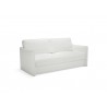 Benz Queen Size Sofa Bed In White Top Grain Leather With Chromed Feet - Angled - Benz Queen Size Sofa Bed In White Top Grain Leather With Chromed Feet - Angled