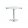Casabianca FORTE Dining Table In Clear Glass With Polished Stainless Steel Base - Front - Casabianca FORTE Dining Table In Clear Glass With Polished Stainless Steel Base - Front