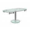 THAO Dining Table In Clear Glass With Polished Stainless Steel Base - Angled Extended - THAO Dining Table In Clear Glass With Polished Stainless Steel Base - Angled Extended