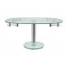 THAO Dining Table In Clear Glass With Polished Stainless Steel Base - Front Extended - THAO Dining Table In Clear Glass With Polished Stainless Steel Base - Front Extended