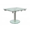 THAO Dining Table In Clear Glass With Polished Stainless Steel Base - Angled - THAO Dining Table In Clear Glass With Polished Stainless Steel Base - Angled