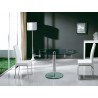 THAO Dining Table In Clear Glass With Polished Stainless Steel Base - Lifestyle 1 - THAO Dining Table In Clear Glass With Polished Stainless Steel Base - Lifestyle 1