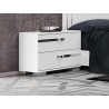 Casabianca WAVE Nightstand In High Gloss White Melamine With Chrome Trim - Angled - Casabianca WAVE Nightstand In High Gloss White Melamine With Chrome Trim - Angled