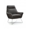 Daiana Chair Dark Gray Top Grain Italian Leather And Stainless Steel Legs - Daiana Chair Dark Gray Top Grain Italian Leather And Stainless Steel Legs