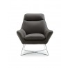 Daiana Chair Dark Gray Top Grain Italian Leather And Stainless Steel Legs - Front - Daiana Chair Dark Gray Top Grain Italian Leather And Stainless Steel Legs - Front