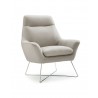Daiana Chair Light Gray Top Grain Italian Leather And Stainless Steel Legs - Angled - Daiana Chair Light Gray Top Grain Italian Leather And Stainless Steel Legs - Angled