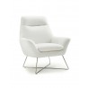 Daiana Chair White Top Grain Italian Leather And Stainless Steel Legs - Angled - Daiana Chair White Top Grain Italian Leather And Stainless Steel Legs - Angled