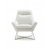 Daiana Chair White Top Grain Italian Leather And Stainless Steel Legs - Front - Daiana Chair White Top Grain Italian Leather And Stainless Steel Legs - Front
