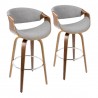 LumiSource Curvini Barstool - Grey - Set of 2 - LumiSource Curvini Barstool - Grey - Set of 2