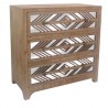 Declan Rustic Wood and Mirror Pattern 3 Drawer Chest - Declan Rustic Wood and Mirror Pattern 3 Drawer Chest