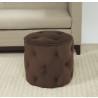 Curves Tufted Round Ottoman - Chocolate Velvet - Curves Tufted Round Ottoman - Chocolate Velvet