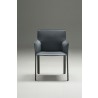 Fleur Arm Chair Grey Full Leather Wrap - Front - Fleur Arm Chair Grey Full Leather Wrap - Front