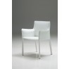 Fleur Arm Chair White Full Leather Wrap - Angled - Fleur Arm Chair White Full Leather Wrap - Angled