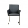 Tate Arm Chair Grey Leatherette with Brushed Stainless Steel - Front - Tate Arm Chair Grey Leatherette with Brushed Stainless Steel - Front
