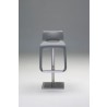 Azure Hydraulic Bar Stool Light Grey Leatherette with Brushed Stainless Steel - Front - Azure Hydraulic Bar Stool Light Grey Leatherette with Brushed Stainless Steel - Front