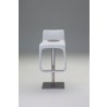 Azure Hydraulic Bar Stool White Leatherette with Brushed Stainless Steel - Front - Azure Hydraulic Bar Stool White Leatherette with Brushed Stainless Steel - Front