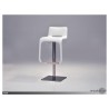 Azure Hydraulic Bar Stool White Leatherette with Brushed Stainless Steel - Front - Azure Hydraulic Bar Stool White Leatherette with Brushed Stainless Steel - Front