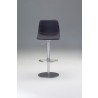 Beny Hydraulic Bar Stool Grey Leatherette with Grey Powder Coated Steel - Front - Beny Hydraulic Bar Stool Grey Leatherette with Grey Powder Coated Steel - Front